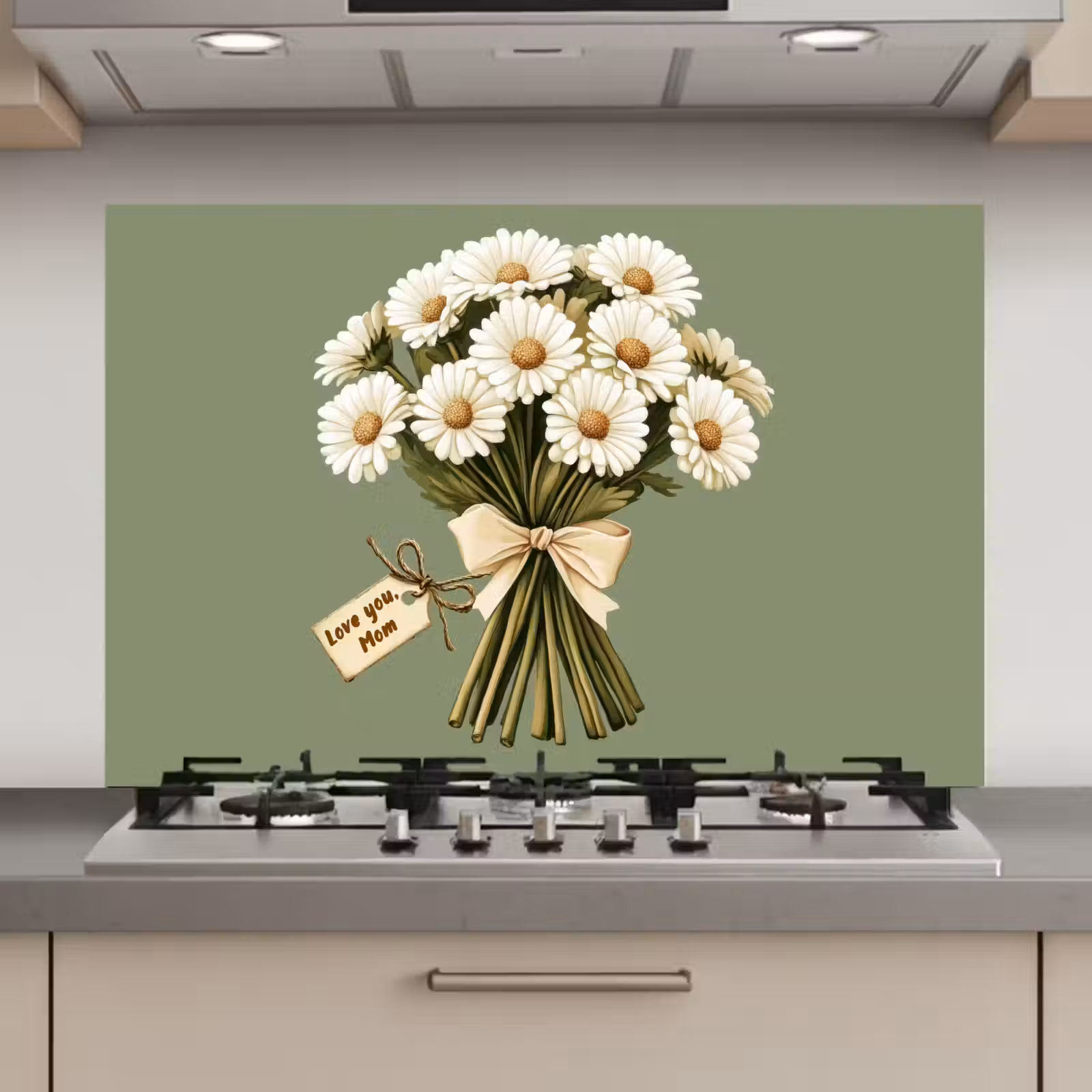 Spatscherm keuken - Lint - Boeket - Groen - Quote — 1