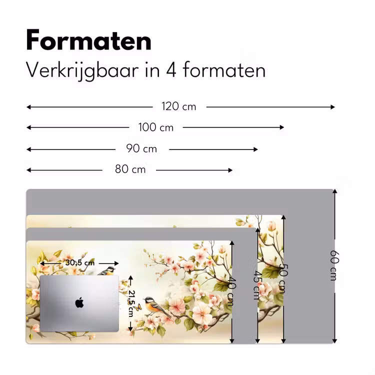 Bureau onderlegger - Takken - Bloemen - Vogeltjes - Roze — 7