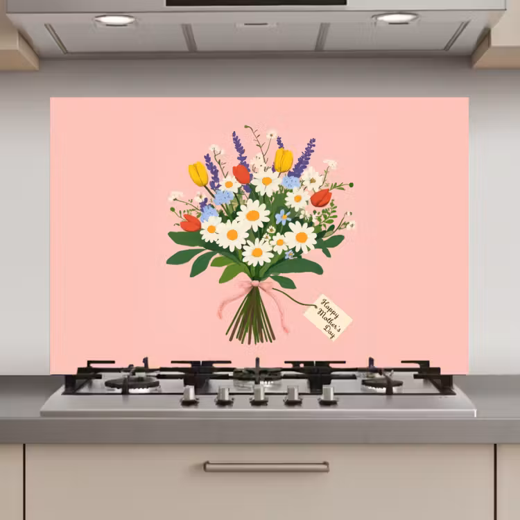 Spatscherm keuken - Bloemen - Lint - Kaartje — 1