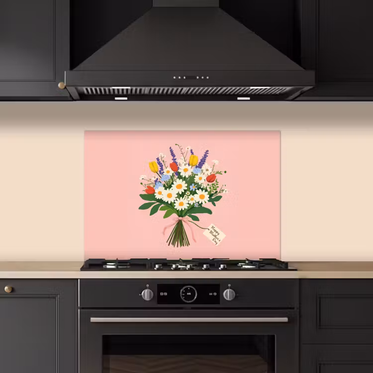 Spatscherm keuken - Bloemen - Lint - Kaartje — 2