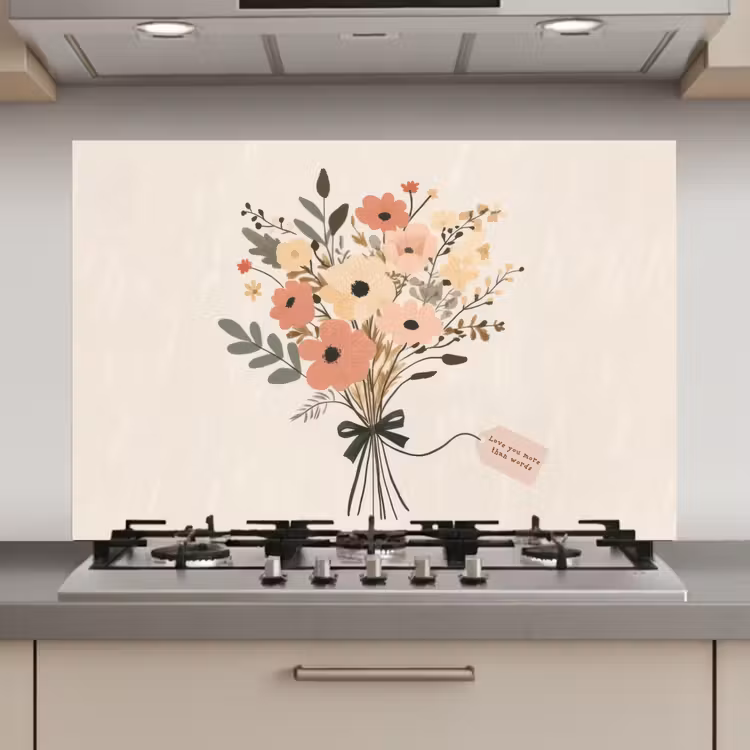 Spatscherm keuken - Bloemen - Quote - Beige - Lint — 1