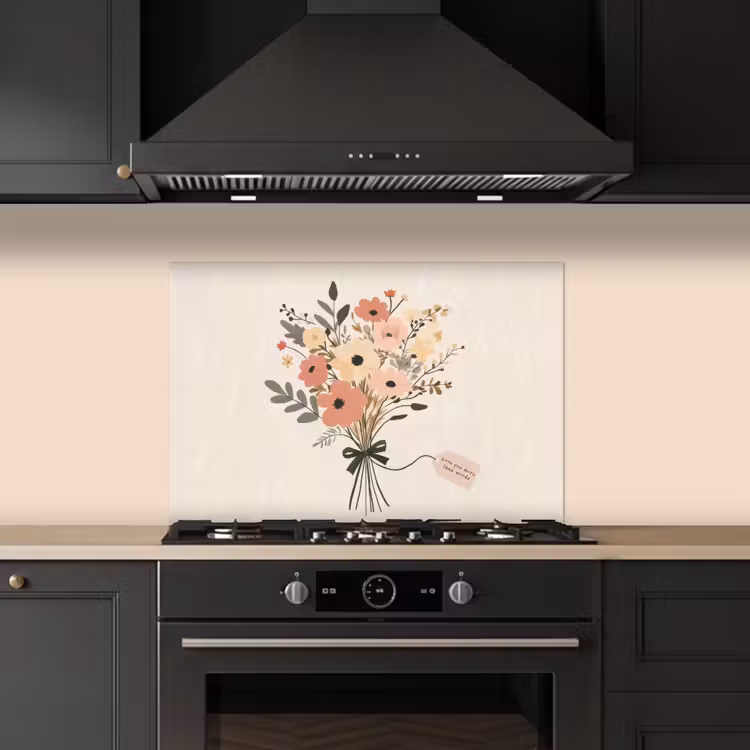 Spatscherm keuken - Bloemen - Quote - Beige - Lint — 2