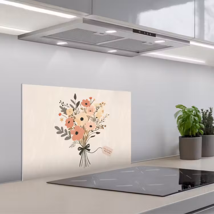 Spatscherm keuken - Bloemen - Quote - Beige - Lint — 5