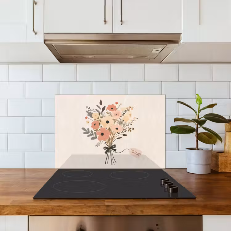 Spatscherm keuken - Bloemen - Quote - Beige - Lint — 6