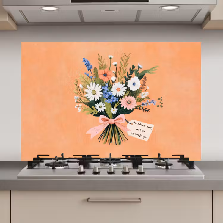 Spatscherm keuken - Boeket - Strikje - Quote — 1