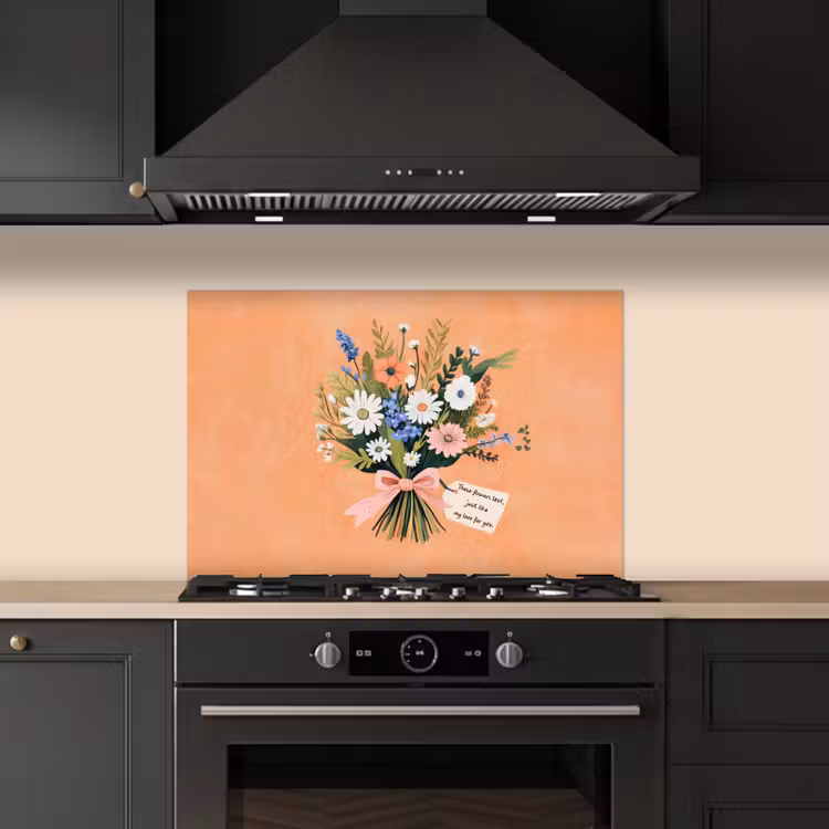 Spatscherm keuken - Boeket - Strikje - Quote — 2