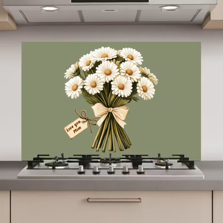 Spatscherm keuken - Lint - Boeket - Groen - Quote — 1
