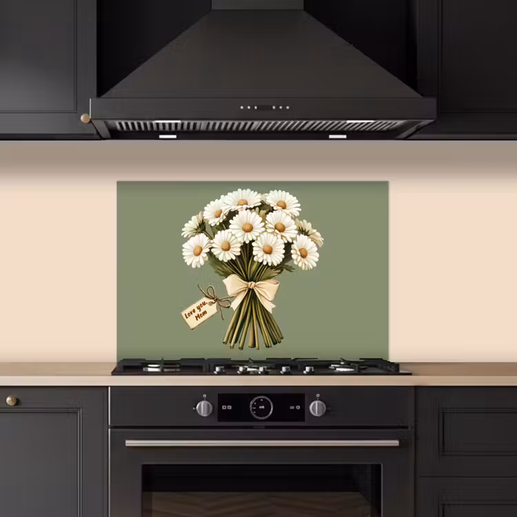 Spatscherm keuken - Lint - Boeket - Groen - Quote — 2
