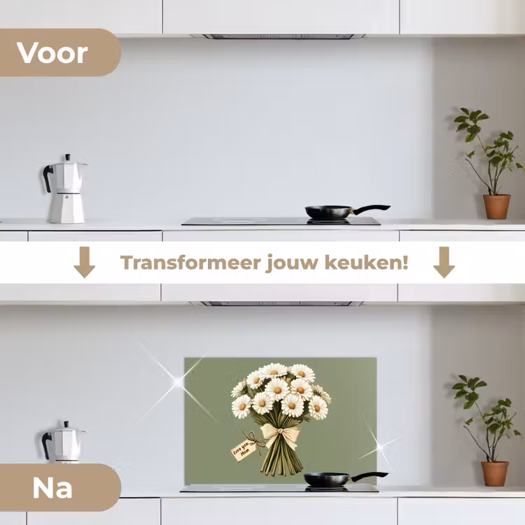 Spatscherm keuken - Lint - Boeket - Groen - Quote — 3