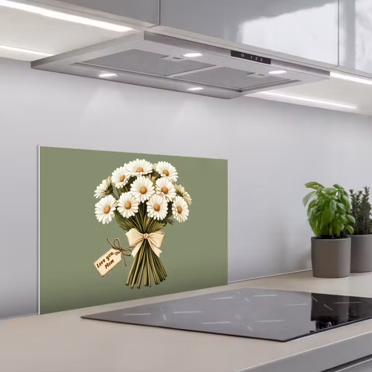 Spatscherm keuken - Lint - Boeket - Groen - Quote — 5
