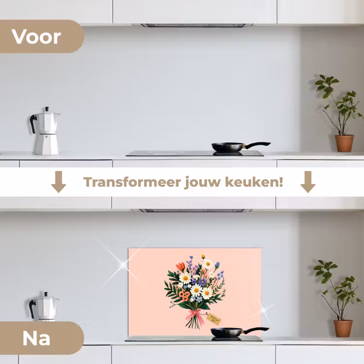 Spatscherm keuken - Margrieten - Boeket - Strikje - Roze — 3
