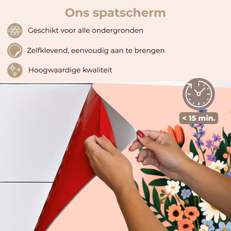 Spatscherm keuken - Margrieten - Boeket - Strikje - Roze — 4