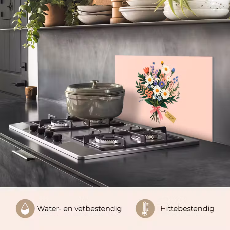 Spatscherm keuken - Margrieten - Boeket - Strikje - Roze — 7