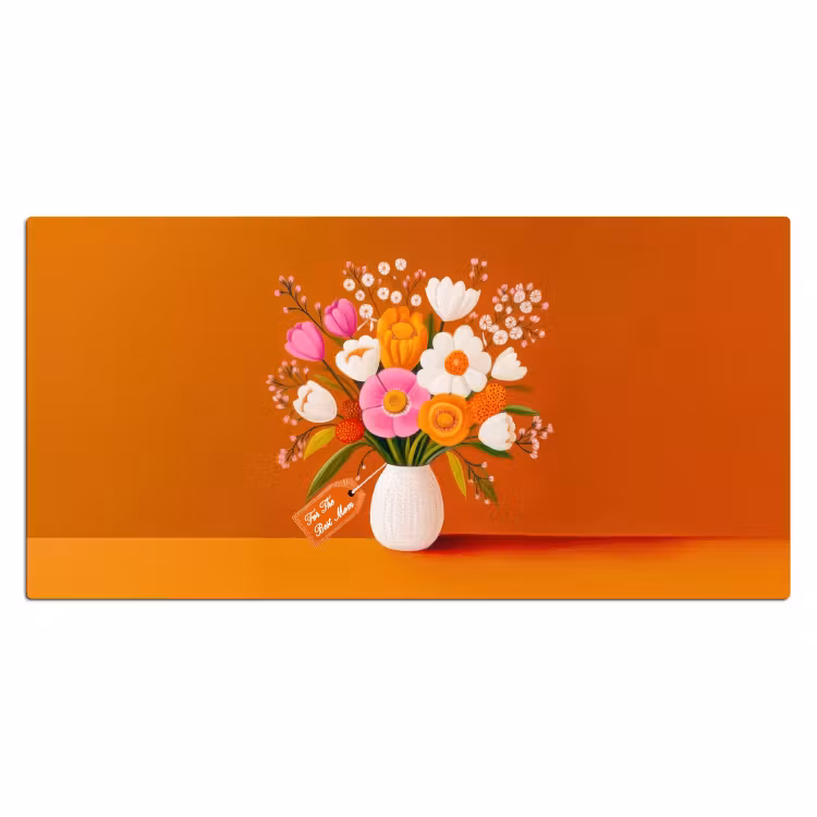 Bureau onderlegger - Vaas - Bloemen - Oranje — 1