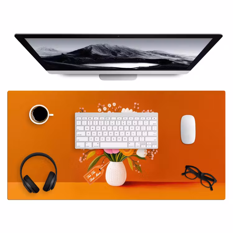 Bureau onderlegger - Vaas - Bloemen - Oranje — 3