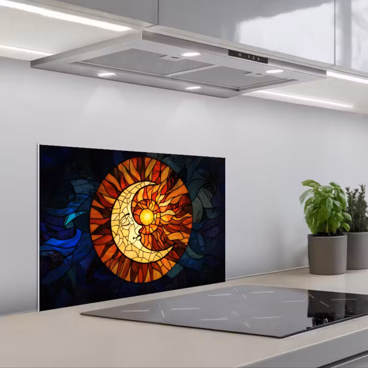 Spatscherm keuken - Mozaïek - Glas - Maan - Donkerblauw — 5