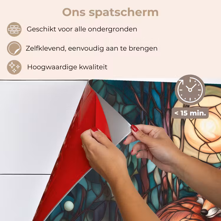 Spatscherm keuken - Vos - Mozaïek - Bos - Maan — 4