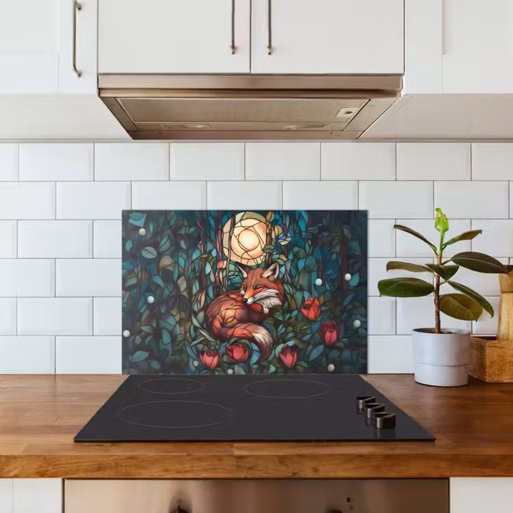 Spatscherm keuken - Vos - Mozaïek - Bos - Maan — 6