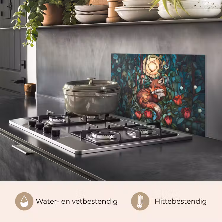 Spatscherm keuken - Vos - Mozaïek - Bos - Maan — 7