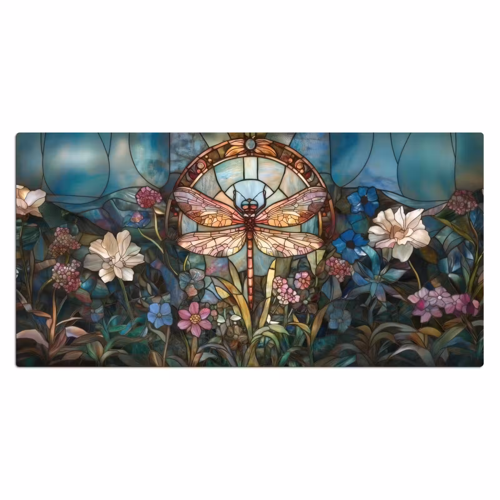Bureau onderlegger - Libelle - Mozaïek - Bloemen - Kleurrijk — 1
