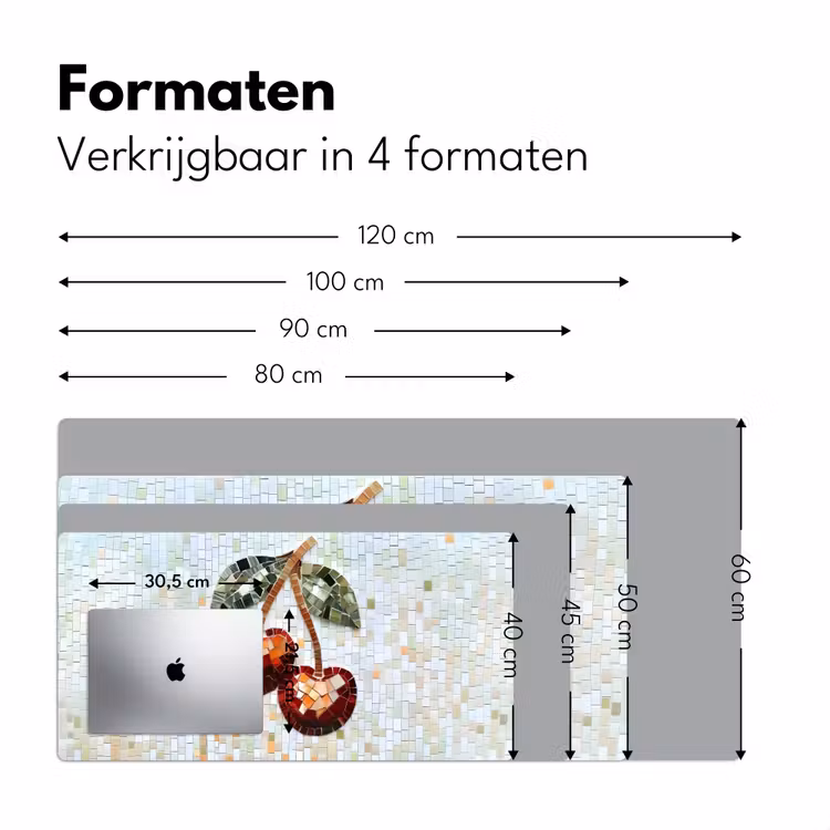 Bureau onderlegger - Kersen - Rood - Mozaïek - Blaadjes — 7