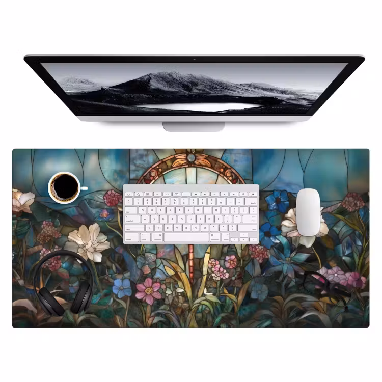 Bureau onderlegger - Libelle - Mozaïek - Bloemen - Kleurrijk — 3