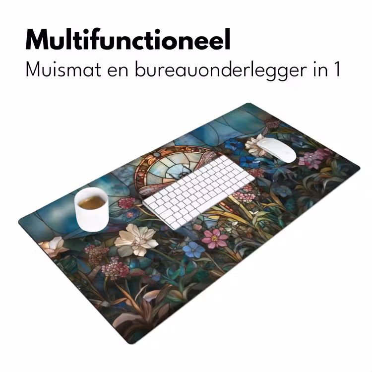 Bureau onderlegger - Libelle - Mozaïek - Bloemen - Kleurrijk — 6