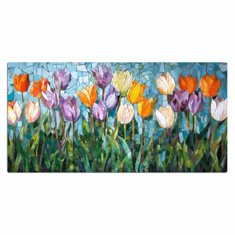 Bureau onderlegger - Mozaïek - Veld - Tulpen - Kleurrijk — 1