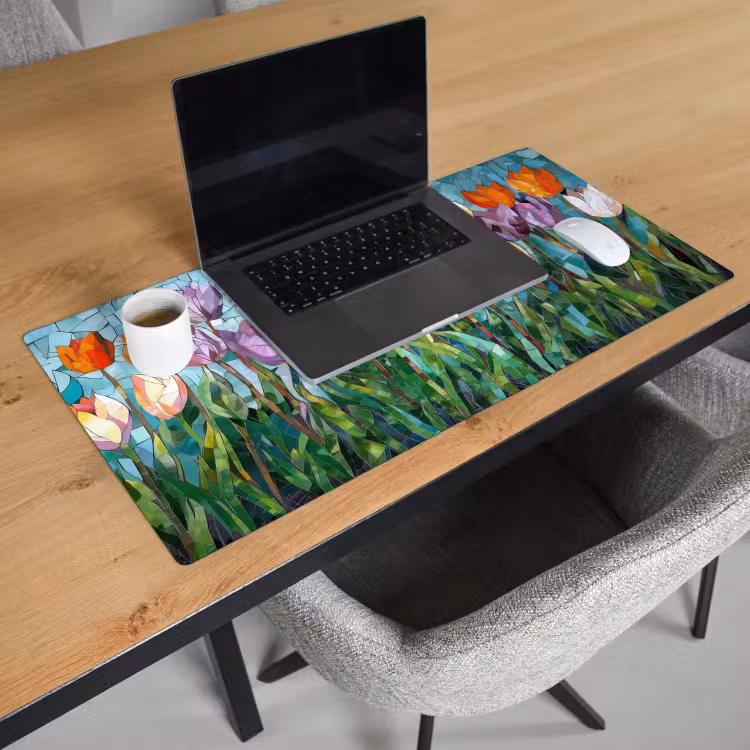 Bureau onderlegger - Mozaïek - Veld - Tulpen - Kleurrijk — 2