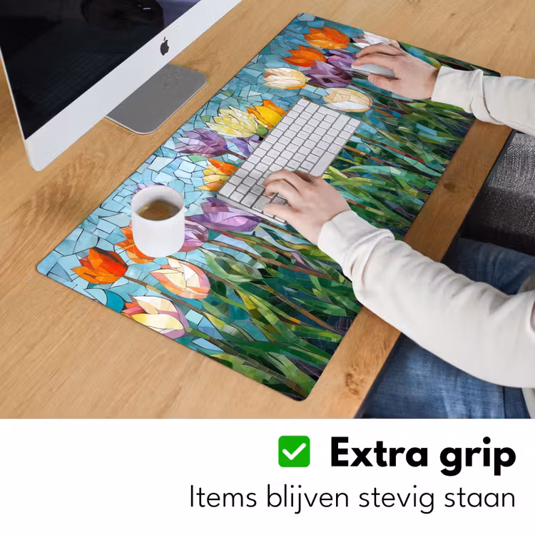 Bureau onderlegger - Mozaïek - Veld - Tulpen - Kleurrijk — 5
