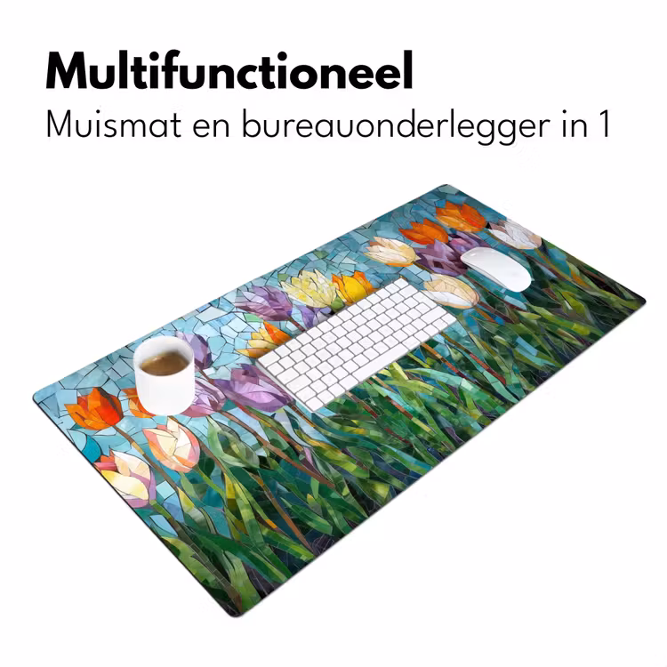 Bureau onderlegger - Mozaïek - Veld - Tulpen - Kleurrijk — 6