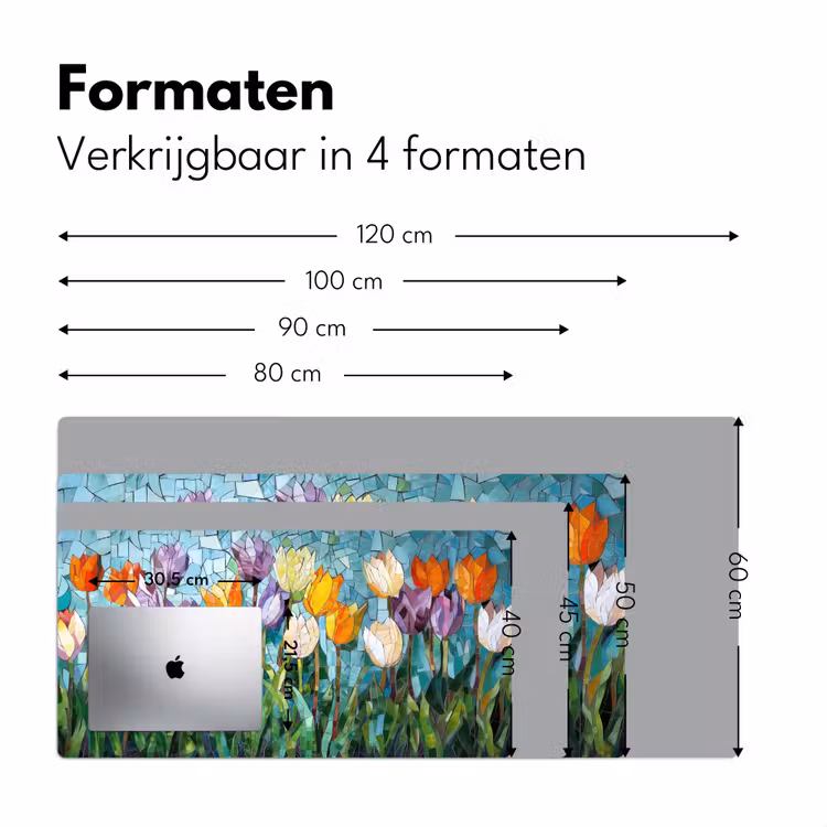Bureau onderlegger - Mozaïek - Veld - Tulpen - Kleurrijk — 7