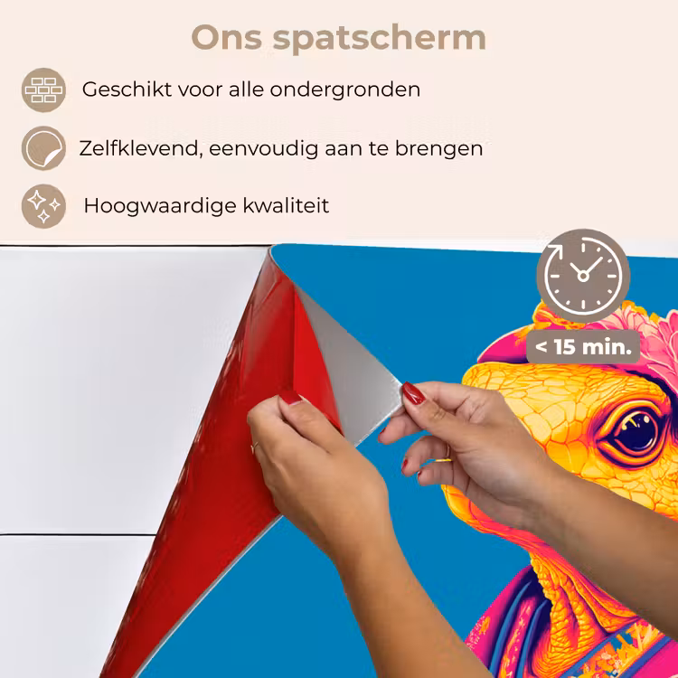 Spatscherm keuken - Bloemenkrans - Hagedis - Kimono - Paars — 4