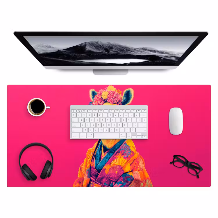 Bureau onderlegger - Kameel - Bloemen - Kimono - Waaiers — 3