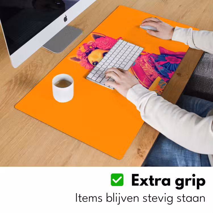 Bureau onderlegger - Kimono - Hondje - Bloemenkroon - Oranje — 5