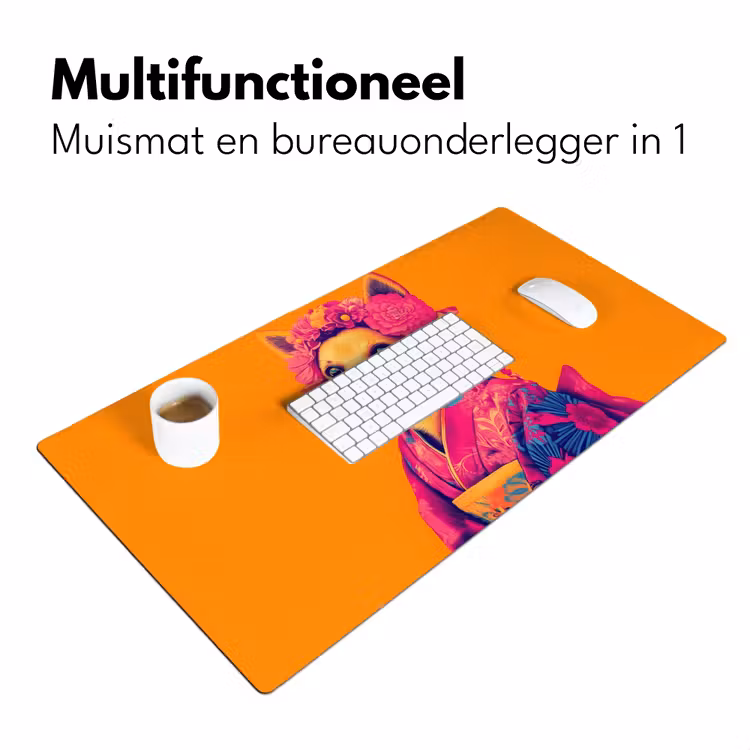 Bureau onderlegger - Kimono - Hondje - Bloemenkroon - Oranje — 6