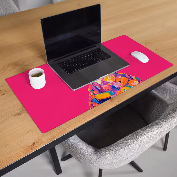 Bureau onderlegger - Lama - Kimono - Bloemenkrans - Felroze — 2
