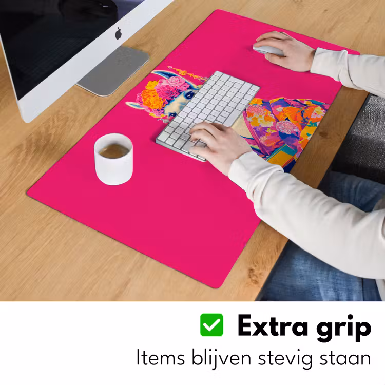 Bureau onderlegger - Lama - Kimono - Bloemenkrans - Felroze — 5