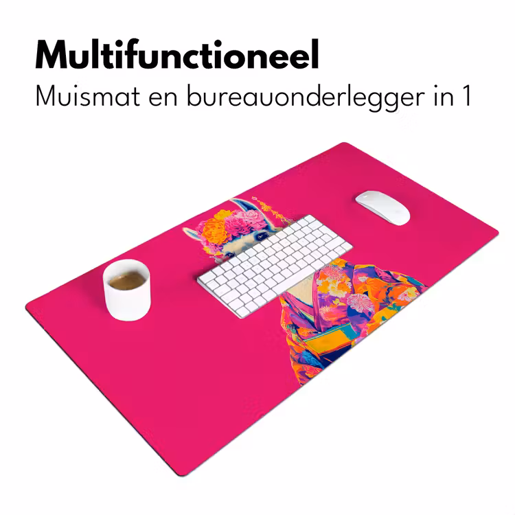 Bureau onderlegger - Lama - Kimono - Bloemenkrans - Felroze — 6