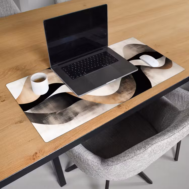 Bureau onderlegger - Abstract - Golven - Zwart - Verweerd — 2