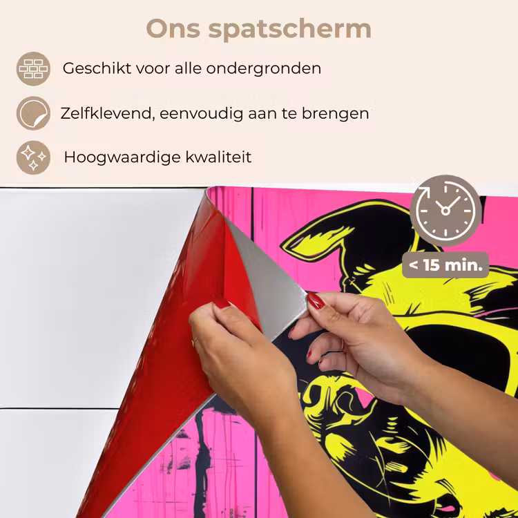 Spatscherm keuken - Hond - Zonnebril - Roze - Art — 4