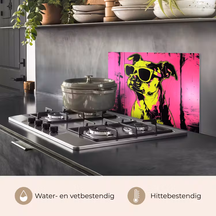 Spatscherm keuken - Hond - Zonnebril - Roze - Art — 7