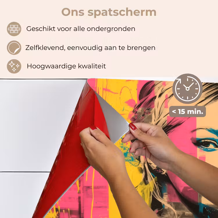 Spatscherm keuken - Vrouw - Verfstrepen - Gekleurd — 4