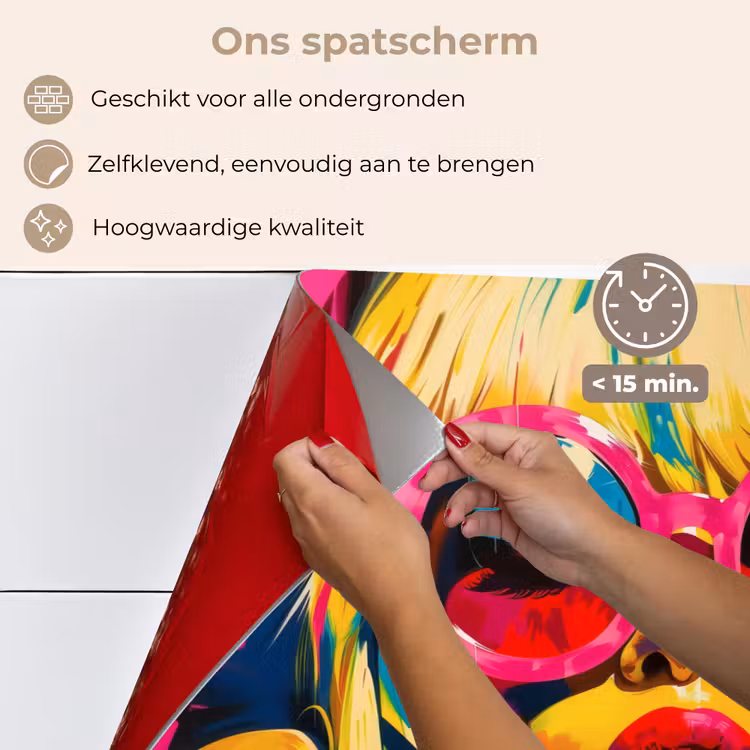 Spatscherm keuken - Zonnebril - Roze - Vrouw - Rietje — 4