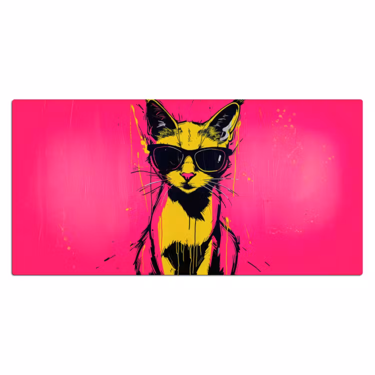 Bureau onderlegger - Kat - Art - Zonnebril - Roze — 1
