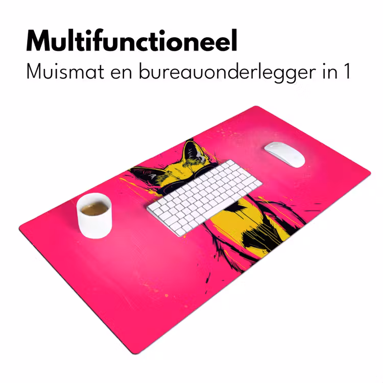 Bureau onderlegger - Kat - Art - Zonnebril - Roze — 6