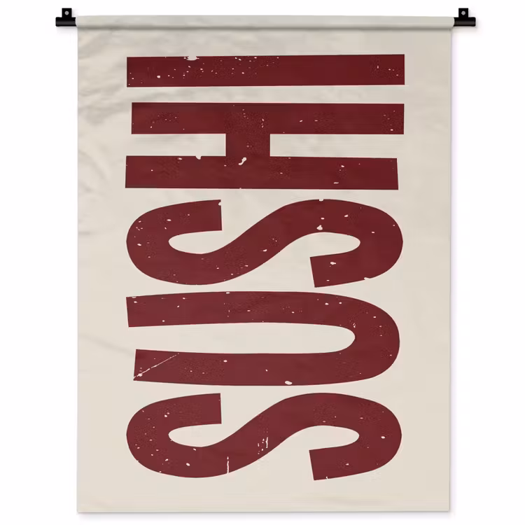 Wandkleed - Sushi - Rood - Japandi - Decoratie — 1