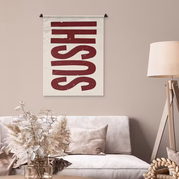 Wandkleed - Sushi - Rood - Japandi - Decoratie — 2