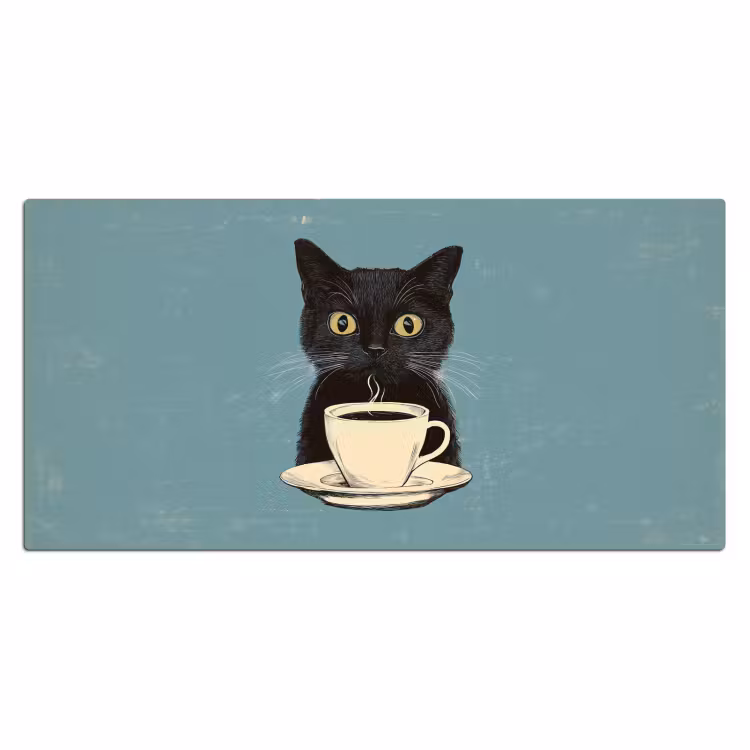 Bureau onderlegger - Kat - Zwart - Koffie - Minimalistisch — 1