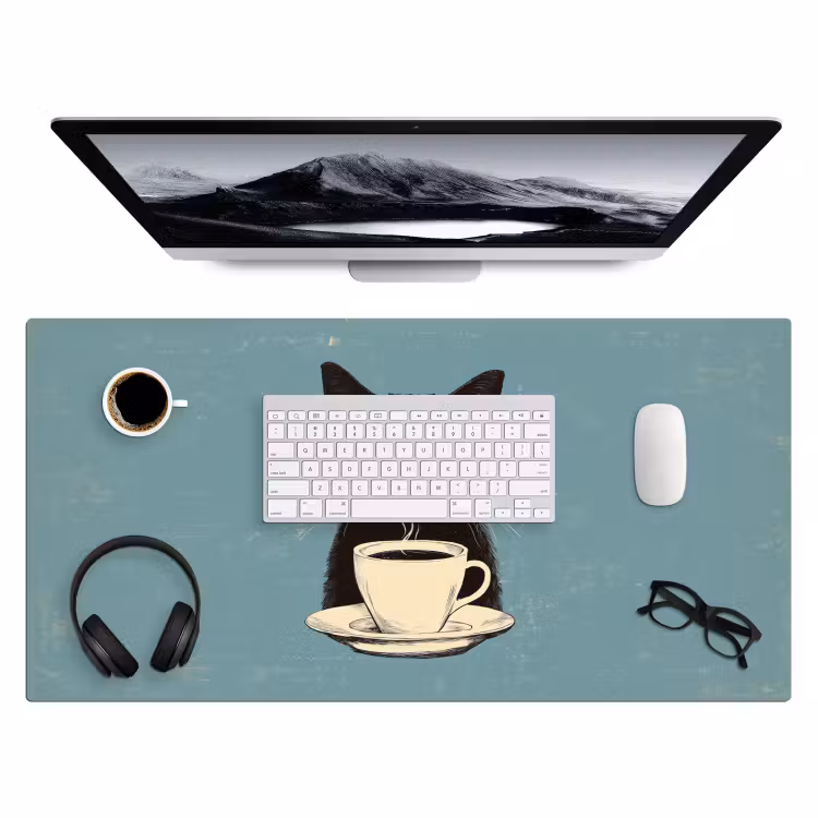Bureau onderlegger - Kat - Zwart - Koffie - Minimalistisch — 3